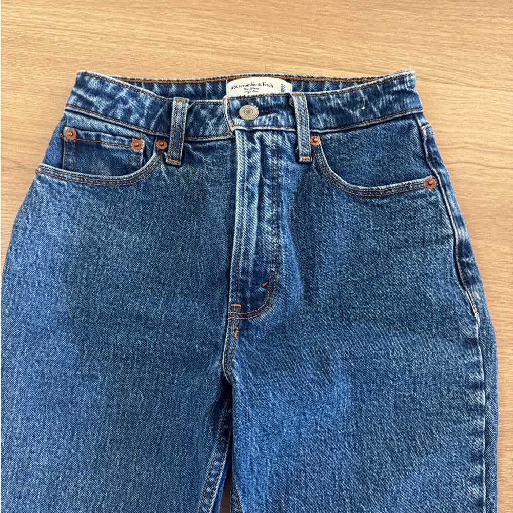 Abercrombie Fitch Jeans Curve Love Ankle High Rise Size 24 00 Dark Wash - Picture 3 of 5